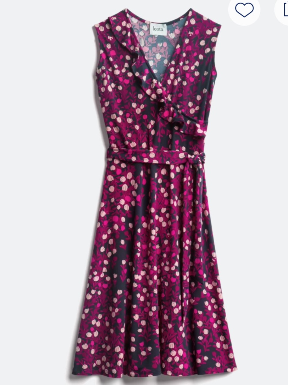 Like New Leota Navy MIDI Dress with Pink Floral Print